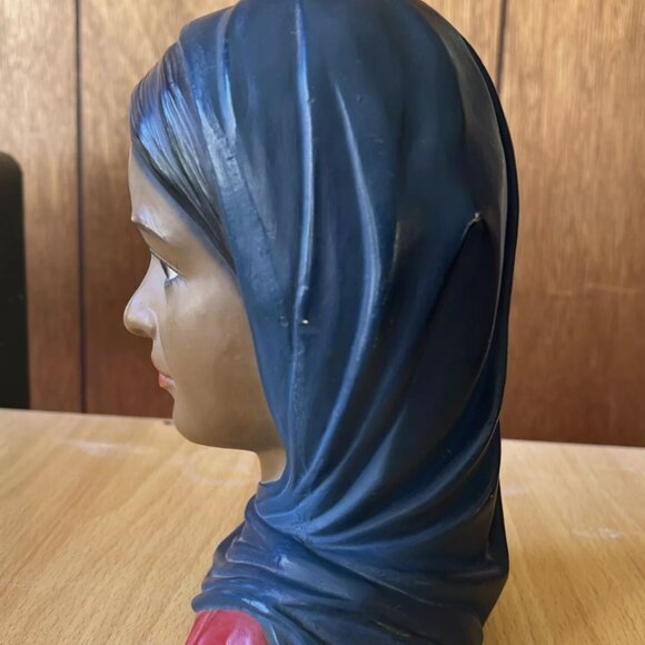VINTAGE LEGO of JAPAN HEAD BUST WOMAN IN HEAD SCARF CHALKWARE #3762 - Picture 2 of 4
